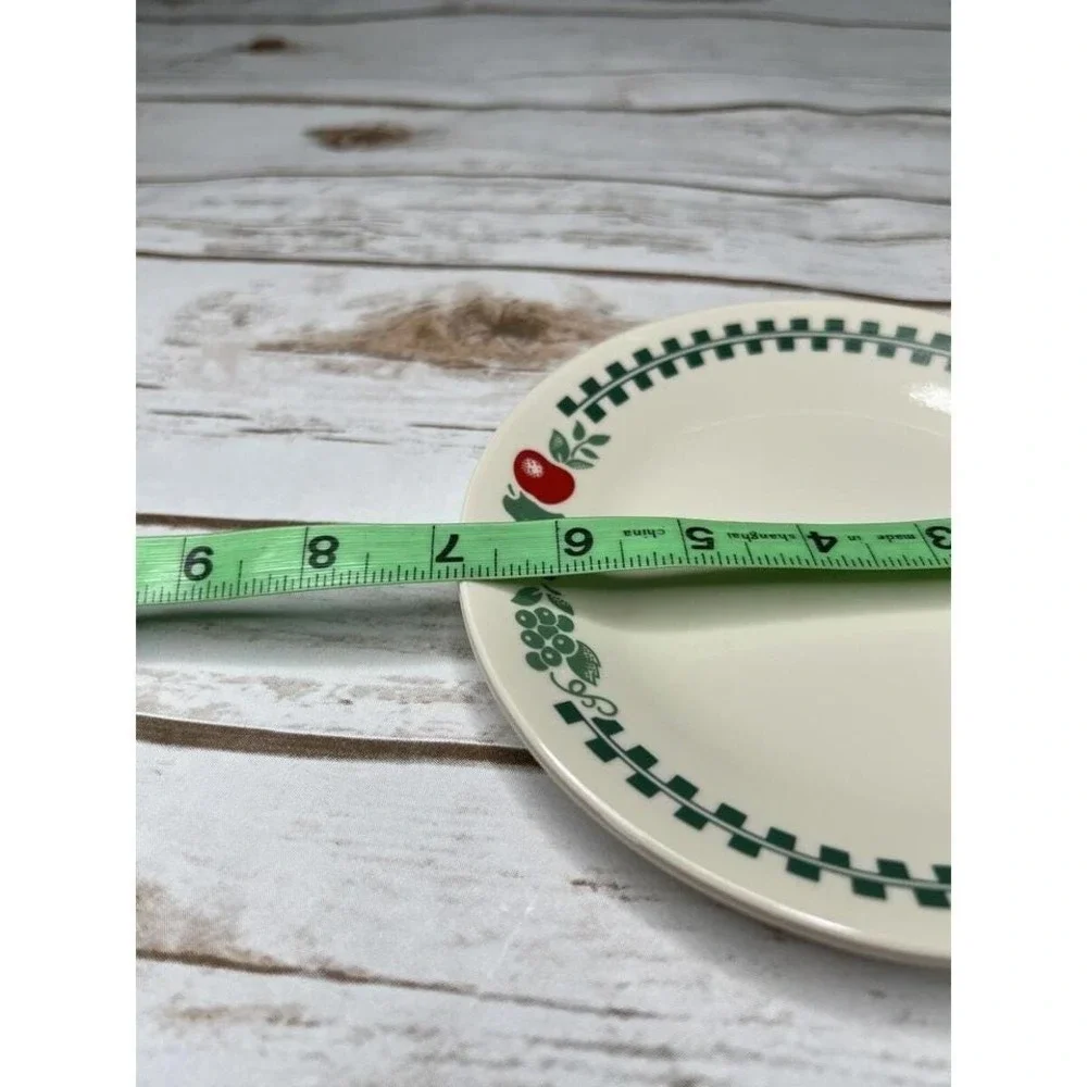 Corelle Excellent Bread Plate Cream Green Orchard Rose Fruit Checkered‎ 6.75 in
